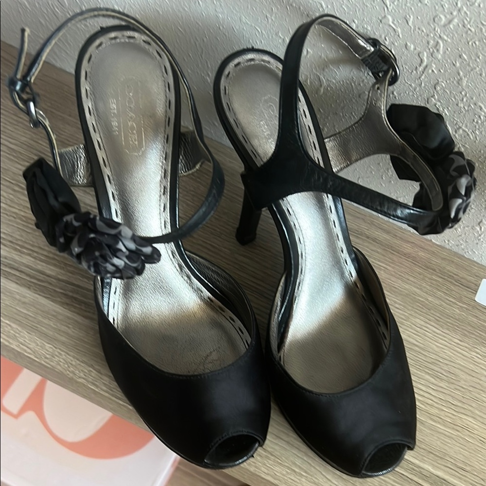 Coach Elegant Black Peep-Toe Heels